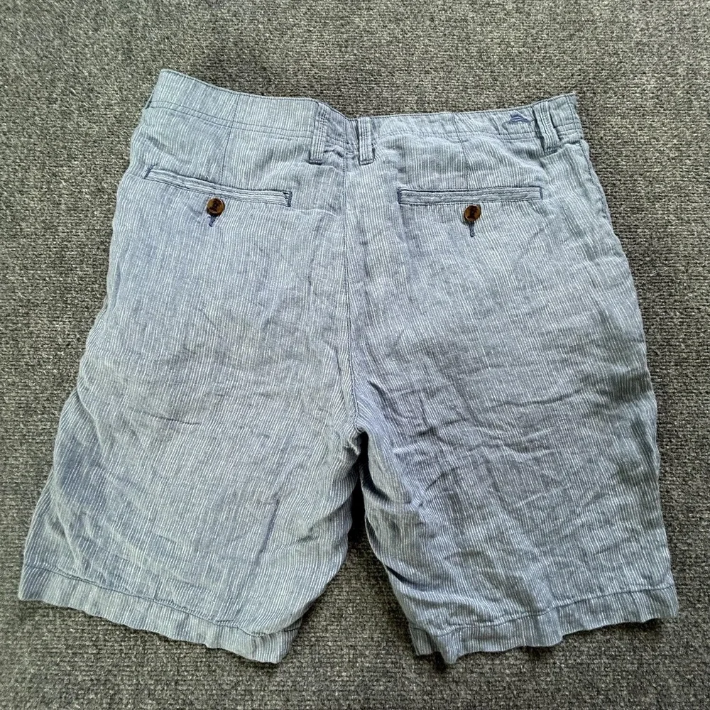 Tommy Bahama Shorts Mens 34 Blue Stripe Linen Chino Lightweight Casual 10 Inseam